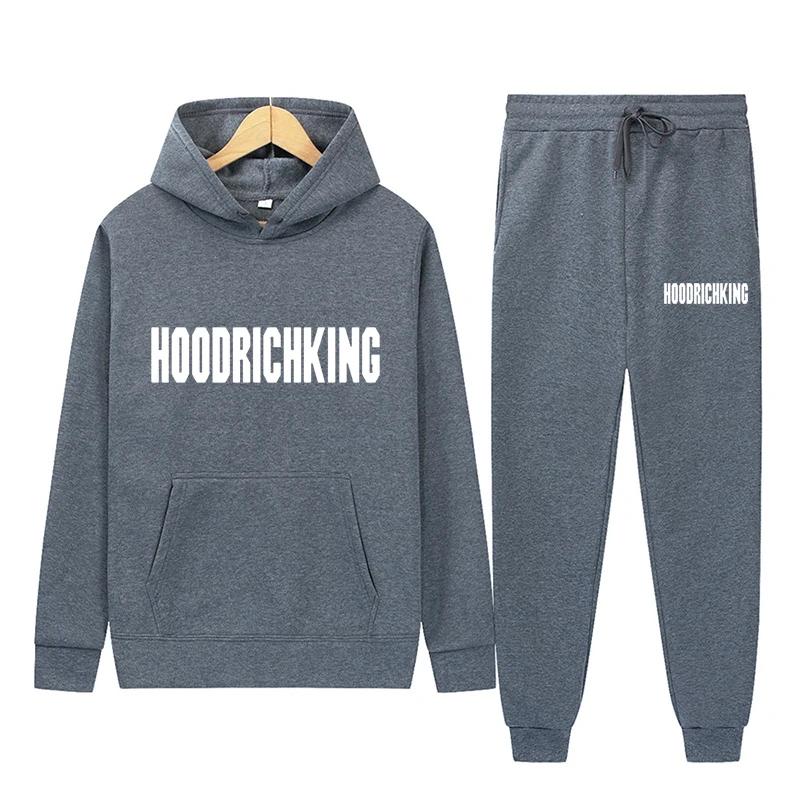 Męska i damska wiosenna polarowa odzież sportowa Męska i damska codzienna bluza z kapturem Garnitur dla par Jogging Modny sweter Czarny S-3XL