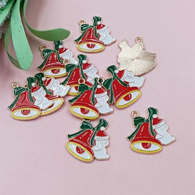 10Pcs DIY Cute Alloy Christmas Pendant Santa Claus Handwork Christmas Decorations Bell Necklace Oil Drip Christmas Tree Jewelry Accessories  Handmade