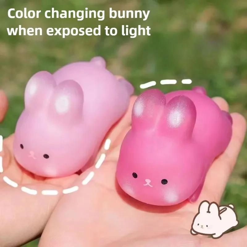 Elegant1-10PCS Color Changing Love Rabbit Pinch Music Toy Slow Rebound Simulation Stress Relieving Gift for Adult and Children P