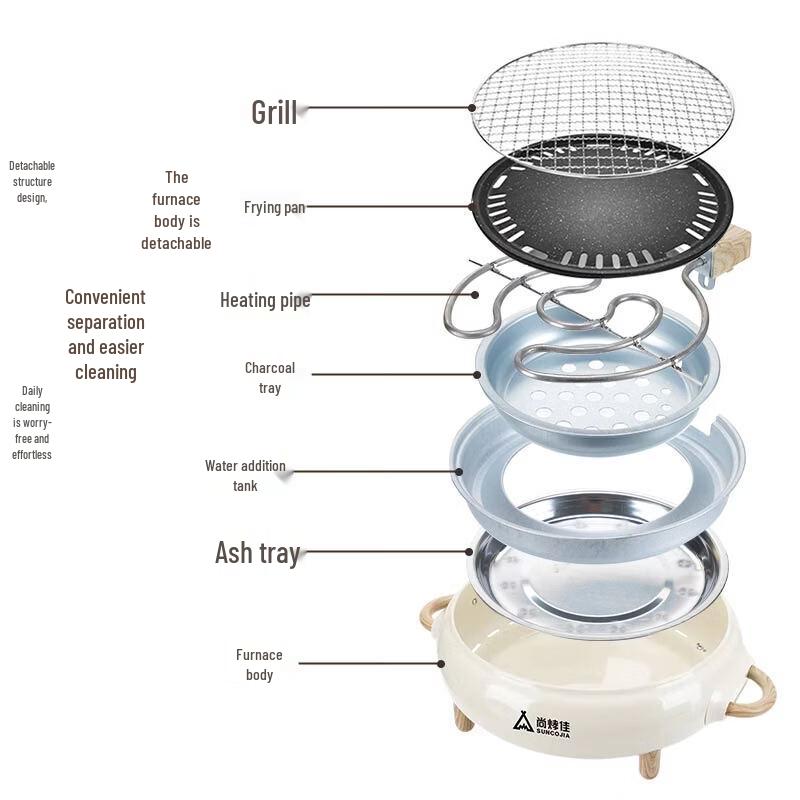 Suncojia Electric and Charcoal Dual-Purpose BBQ Grill