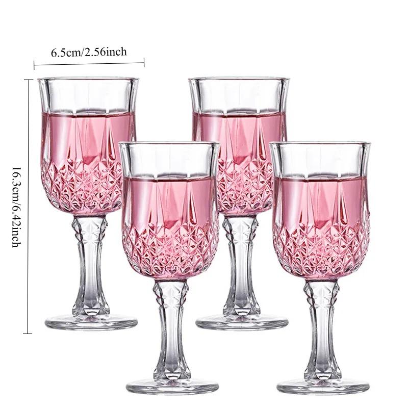 

Champagne Glass Creative Glass Cups Bar Diamond Carved Cocktail Glass Household Red Wine Glasses Exquisite Spring Festival Gifts 4pcs