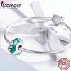 BAMOER Genuine 925 Sterling Silver Tree Leaves Green Leaf Murano Glass Beads Fit Charm Bracelets