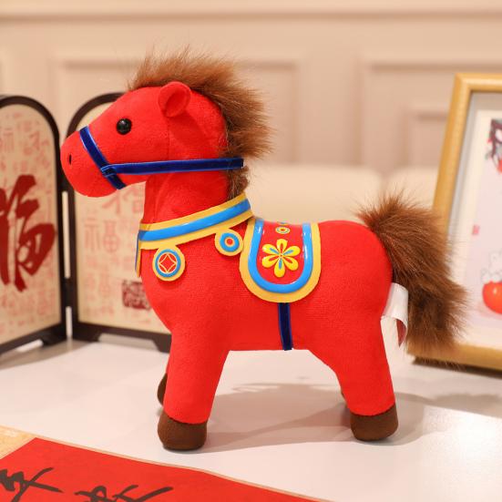 2026 Year of The Horse Plush Doll National Style Embroidery Fabric Desktop Ornament Auspicious Blessings Zodiac Horse Theme Festival Gift