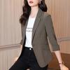 Small Blazer Women's Three-quarter Sleeve Autumn New Slim Casual Short Versatile Solid Color Suit Top for Small People