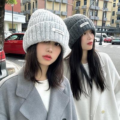 Luochi Knitting Plain Wool Knit Hat - Thick, Warm, Versatile Couple's Hat for Autumn & Winter Korean Style