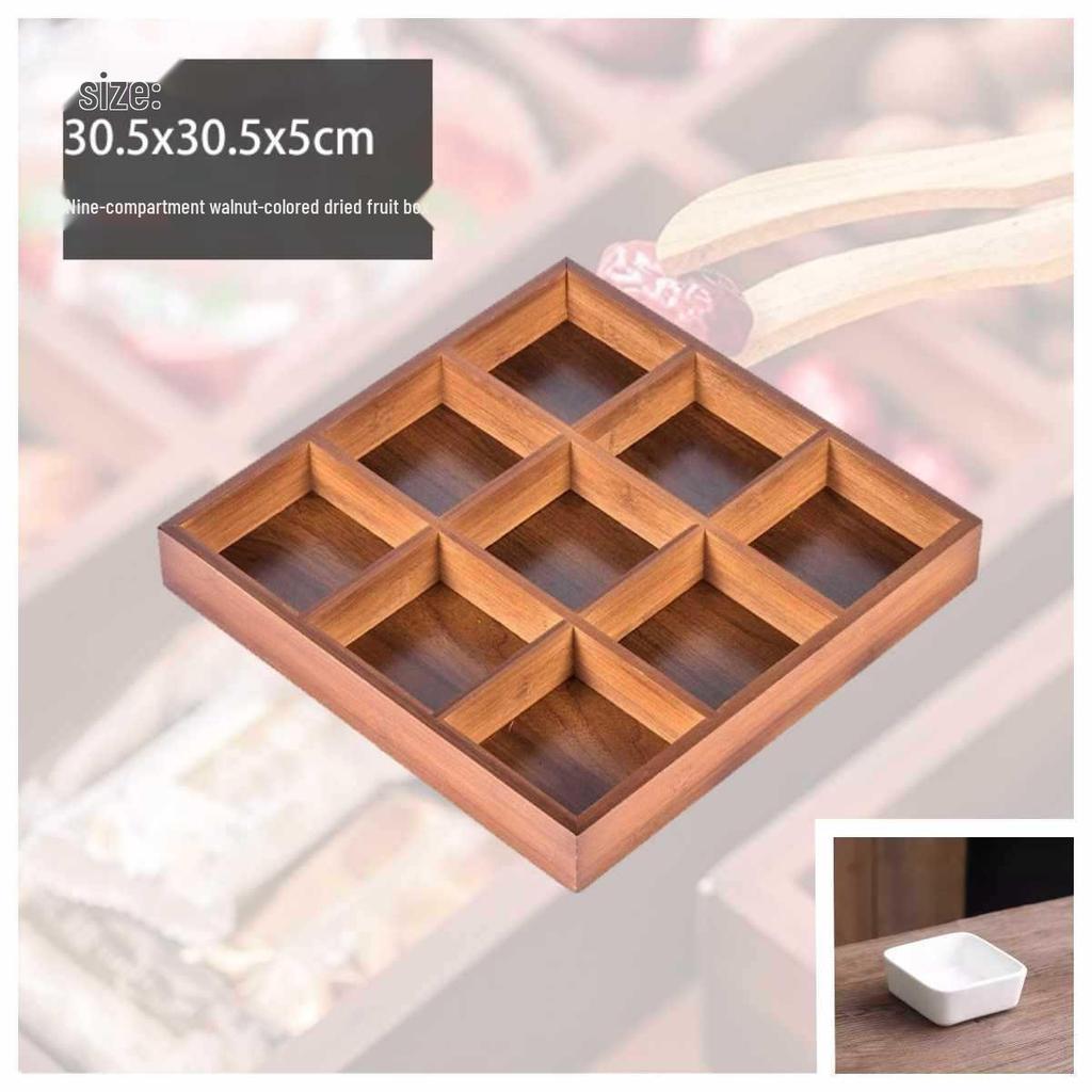 Wooden Multi-Compartment Tea Tray & Snack Plate