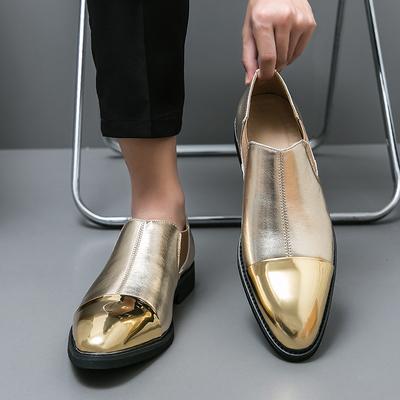 Moda Caliente Venta Elegante para Hombres Zapatos de Club Punta Fina Cuero Clásico Zapatos de Hombre para Boda 2024 Nueva Llegada Dorados Zapatos sin Cordones para Hombre