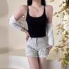 Spring/summer New Spice Girl Pure Color with Breast Pad Beautiful Back Halter Outside Wear Inside with A Base Comfortable Sleeveless Slim Vest Woman