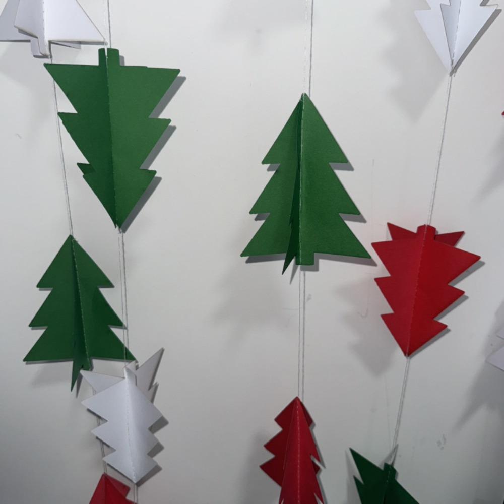 2 pièces Décorations de Noël Rouges Blanches Vertes Serpentins en Papier Arbre de Noël 3D Bannière de Fête Guirlande Décorations de Fête de Noël Décor Suspendu