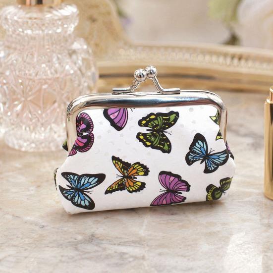 Portamonete Piccolo da Donna, Portamonete Vintage in Pelle PU, Portamonete a Bacio Farfalla, Tascabile, Mini Portamonete per Donne