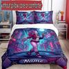 3pcs Duvet Cover Set (1*Duvet Cover + 2*Pillowcase, Without Core), Custom Name Harley Quinn Pattern Bedding Set, Home Bedroom Decor Gift