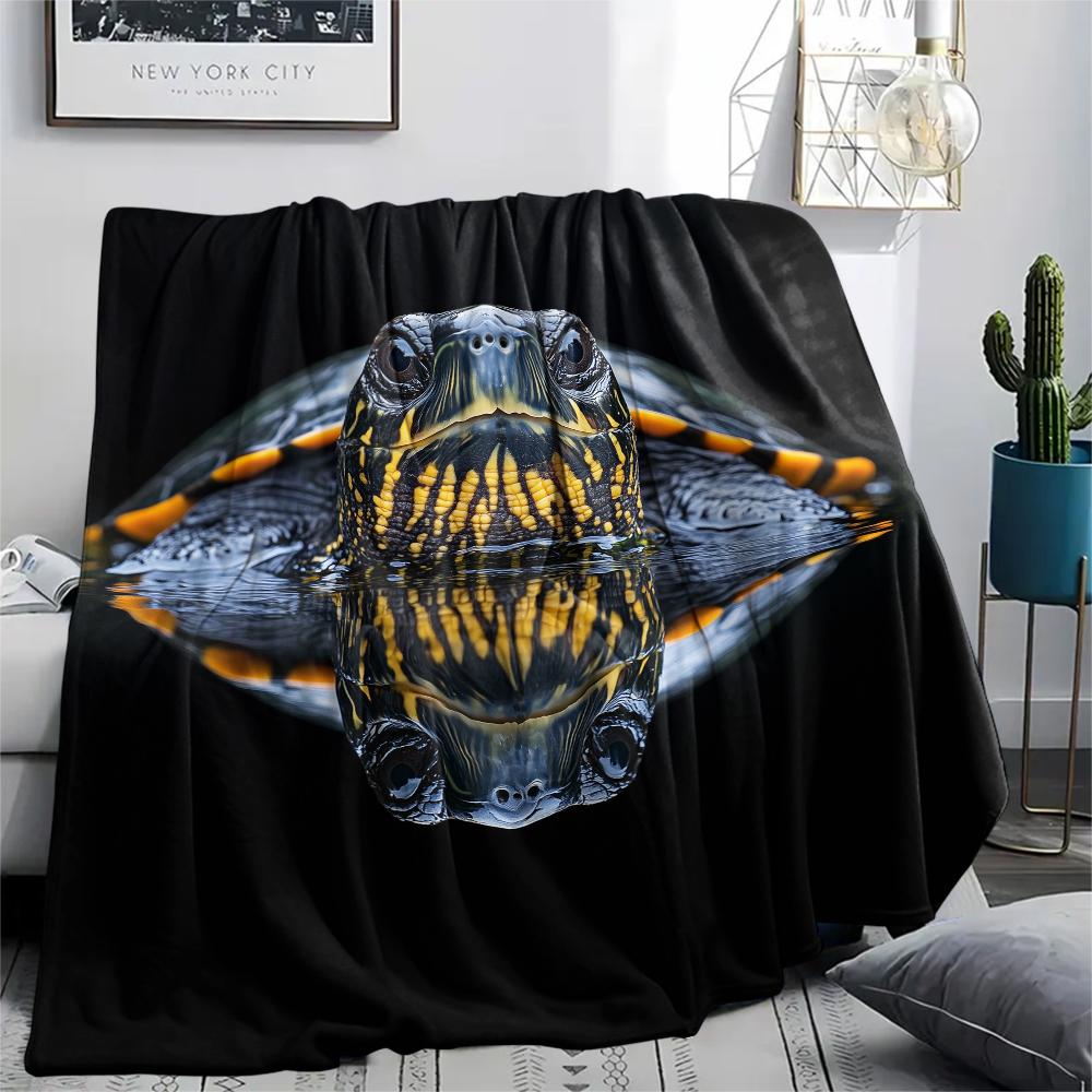 Schildkröte Nahaufnahme Muster Flanelldecke, Hohe Qualität Bequem für Alle Jahreszeiten, Heimdekoration, Wärme und Komfort, Perfekt für Geschenke.