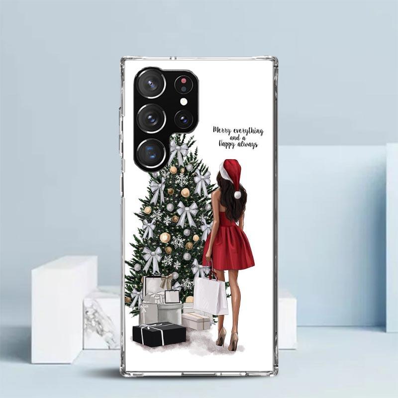 Weihnachts-Mädchen Baum Geschenk Handyhülle Für Samsung Galaxy S24 S25 Edge S26 Ultra S22 S23 Plus S21 + S20 FE Weiche TPU Rückseite Gal