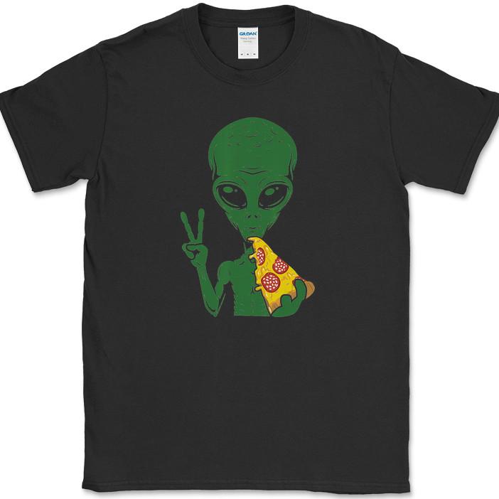 Peace Pizza and Aliens T-Shirt Funny Humor Food Slice Novelty Tee M