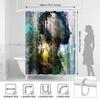 Double Exposure Forest Portrait Shower Curtain - Creative Nature Soul Art Design - Indoor Home Bathroom Decor Art Bath Curtain