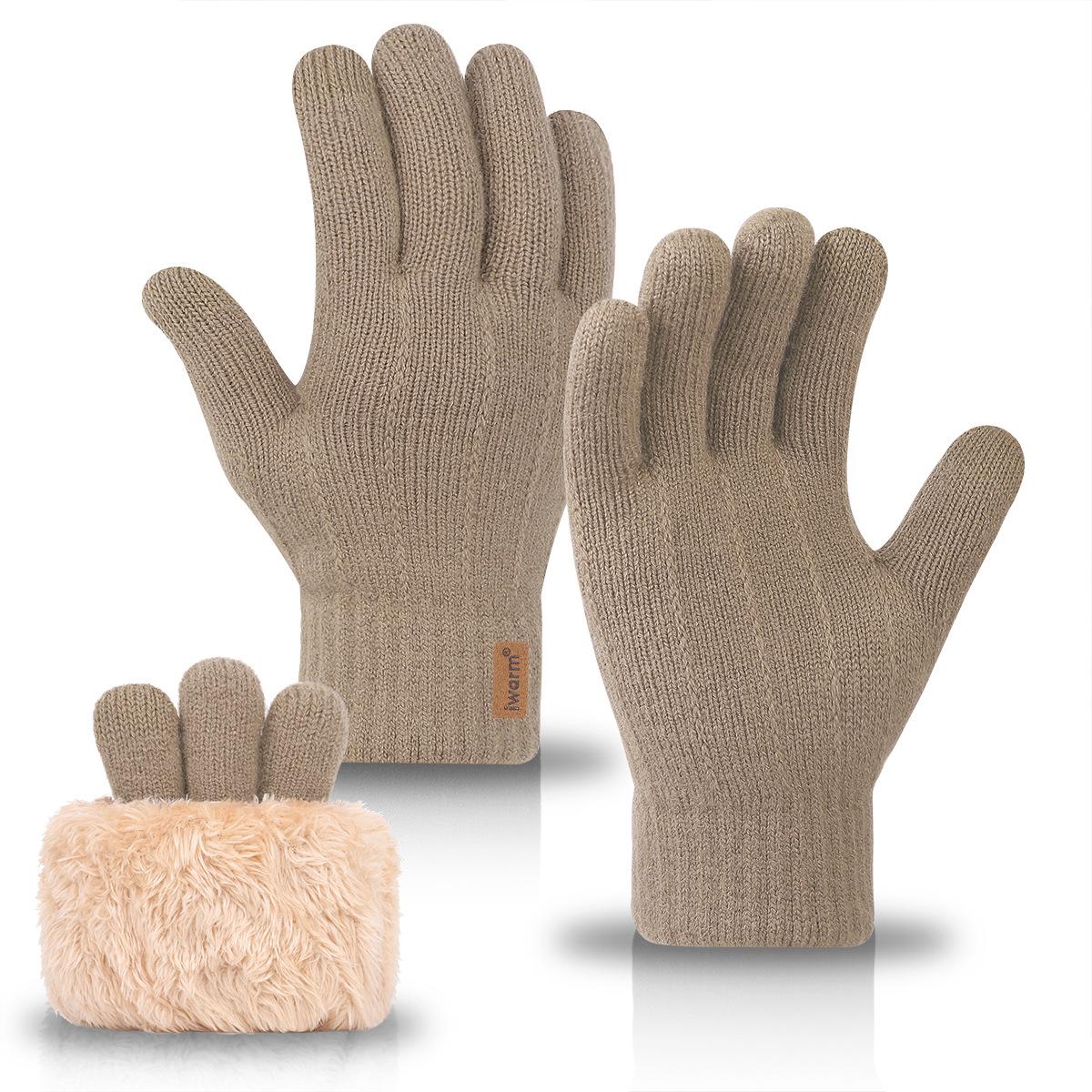 

iwarm loves warmth double-layer thermal gloves for men and women, piled and thickened cold-proof outdoor knitted gloves One size fits all