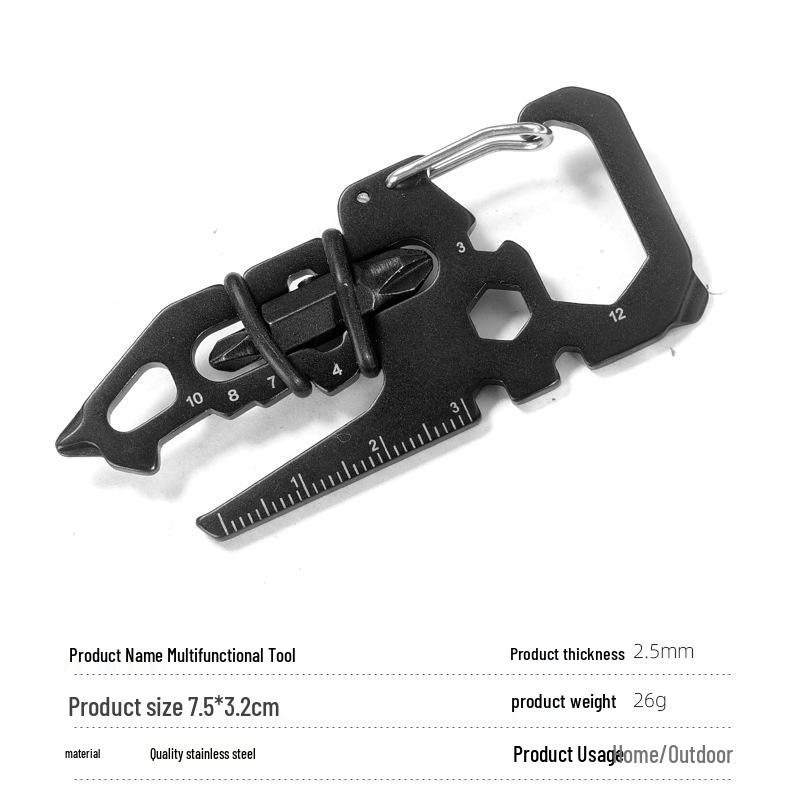 

16-in-1 Stainless Steel Keychain Tool Card for Home Repair