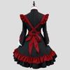 Shangki Maid Outfit, Chinese Lolita Dress, Gothic Lolita Waitress Dress with Ruffles and Headband, Red (Red, Size XL)