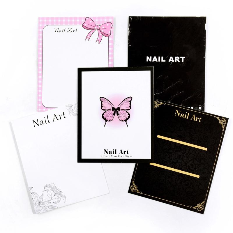 20 Folhas Unhas Postiças Pressionáveis Fundo Cartão Borboleta Adereço para Foto Feito à Mão Dicas de Arte para Unhas Postiças Exibição Cartão de Apresentação Ferramentas de Manicure