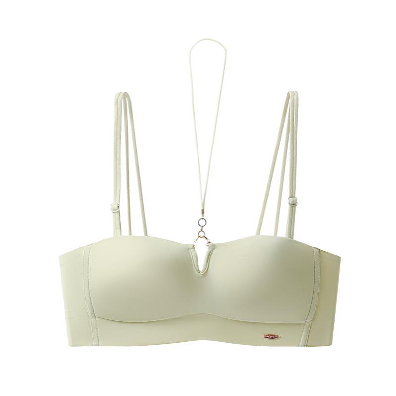 Halterneck Double Strap Seamless Summer Bra: Thin, Non-Slip, Stylish, and Supportive Design.