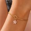 Enamel Daisy Flower Charm Bracelet Gold Color Stainless Steel Adjustable Love Knot Double Snake Chain Women Fashion Jewelry Gift
