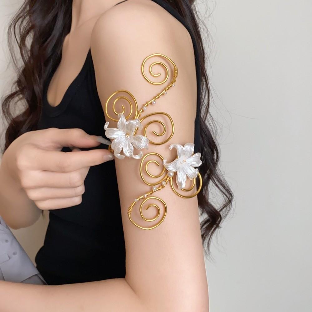 Hollow Out Iris Flower Bracelet Vintage Armband Vintage Open Arm Bangle Beach