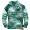 Fall Winter Halloween Men's Skull 3D Prints Hooded Hoodies Casual Sweatshirt Long Sleeve Crew Neck Streetwear Drawstring Tops