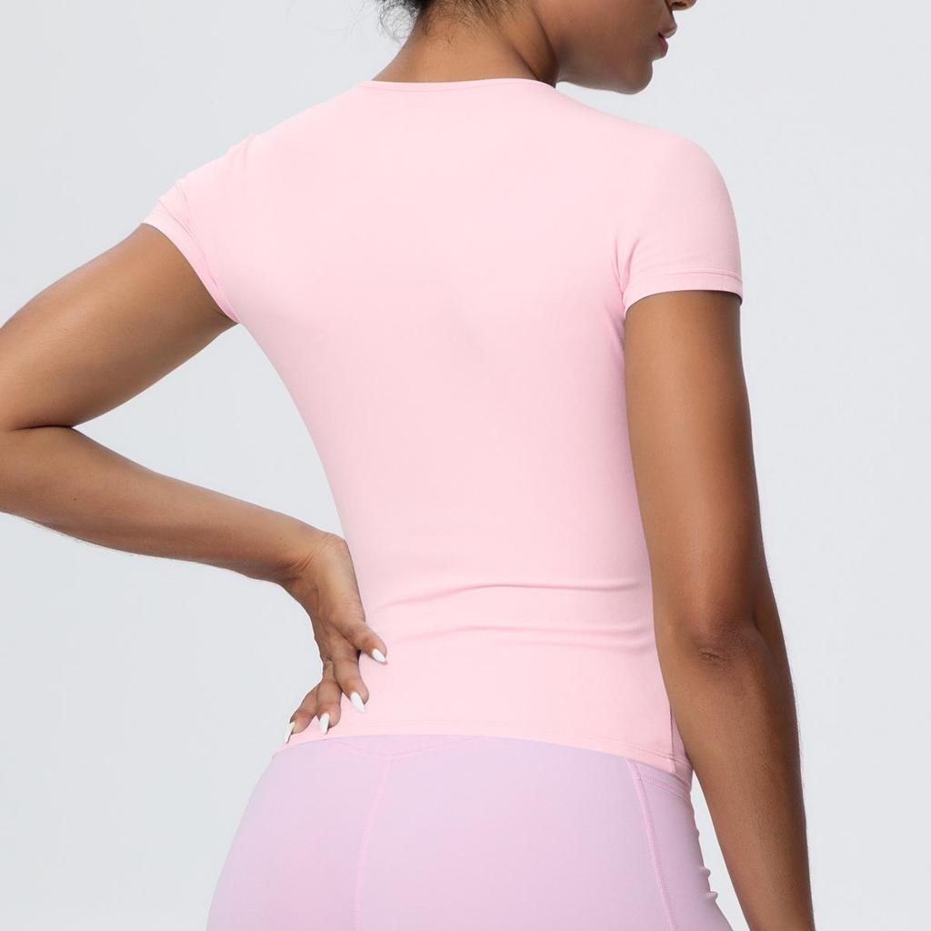 Maglietta da Running da Donna ad Asciugatura Rapida Controllo Pancia - Manica Corta, Sensazione di Nuvola, Top Casual Yoga Fitness.