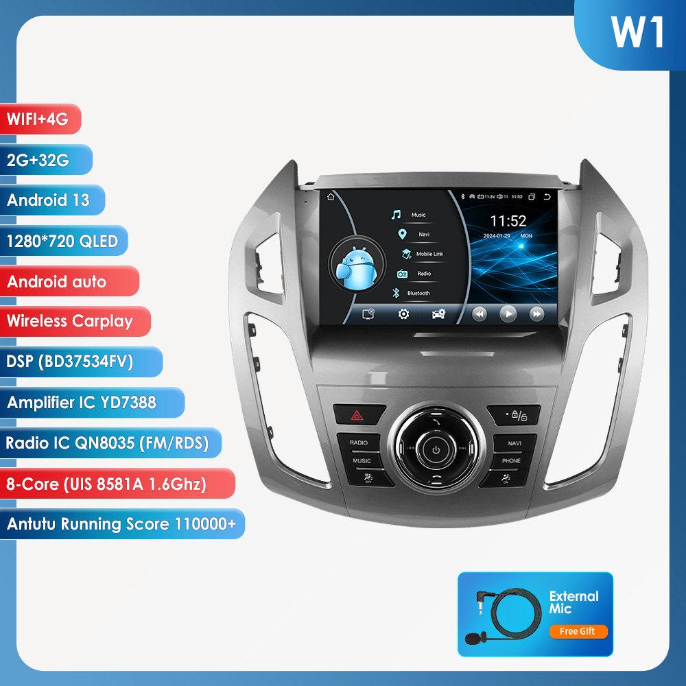 OSSURET Rádio de Carro 9 polegadas Carplay 4G 2 Din Android 13 para Ford Transit Connect 2013 - 2018 Ford Tourneo Connect Multimídia Vídeo GPS Tela Inteligente