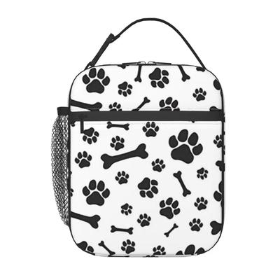 Colorful Dog Paw Print 3 Insulated Lunch Bag for Women Kids Portable Food Boxes Thermal Lunch Box Tote