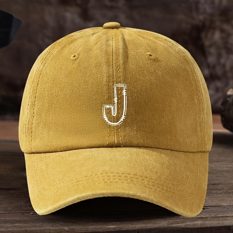 Fashionable Baseball Cap with Letter J Printed on It Casual Fishing Cap Travel Sun Visor Duckbill Hat