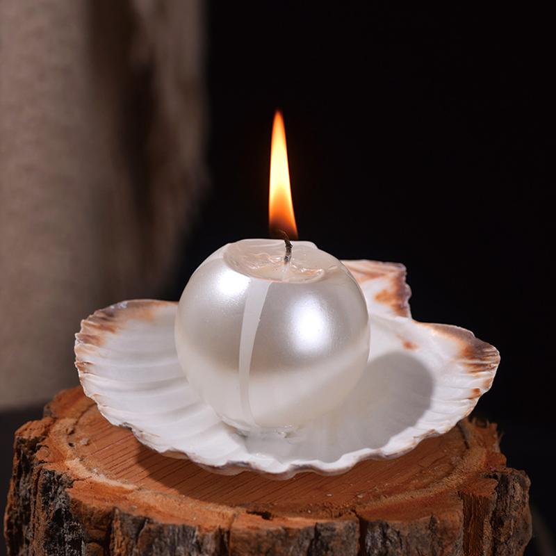 1PC With Shell Tray Dinner Aromatherapy Candles Luxury White Party Pearl Scented Candle Background Props Smokeless Romantic