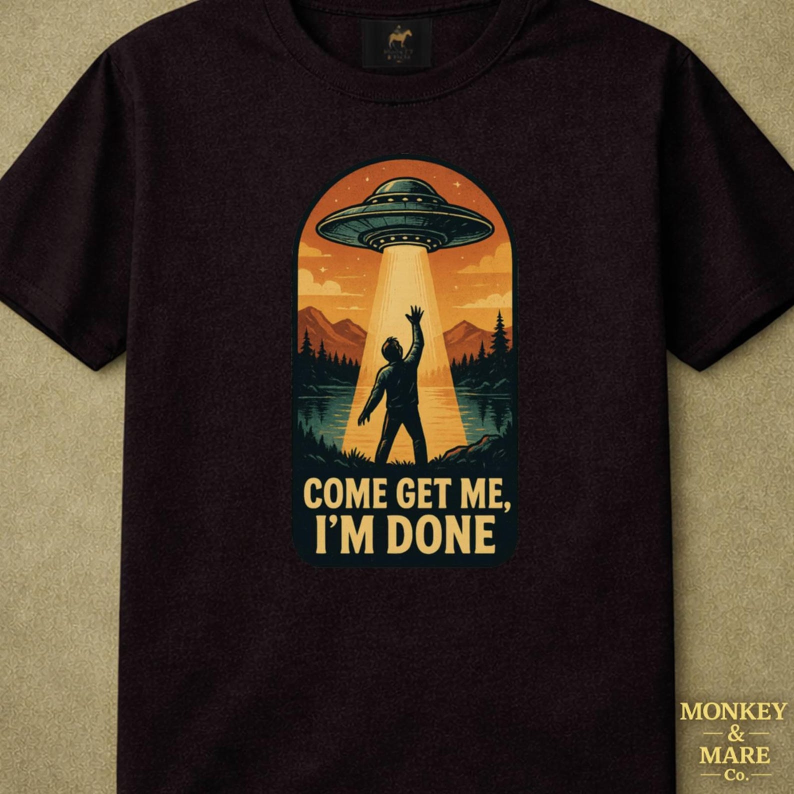 Alien UFO Abduction Shirt, Come Get Me Im Done, Burnout Escapist Humor Tee S