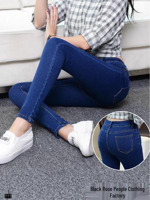 2025 Herbst Koreanischer Stil Hohe Taille Damen Übergröße Stretch Skinny Jeans