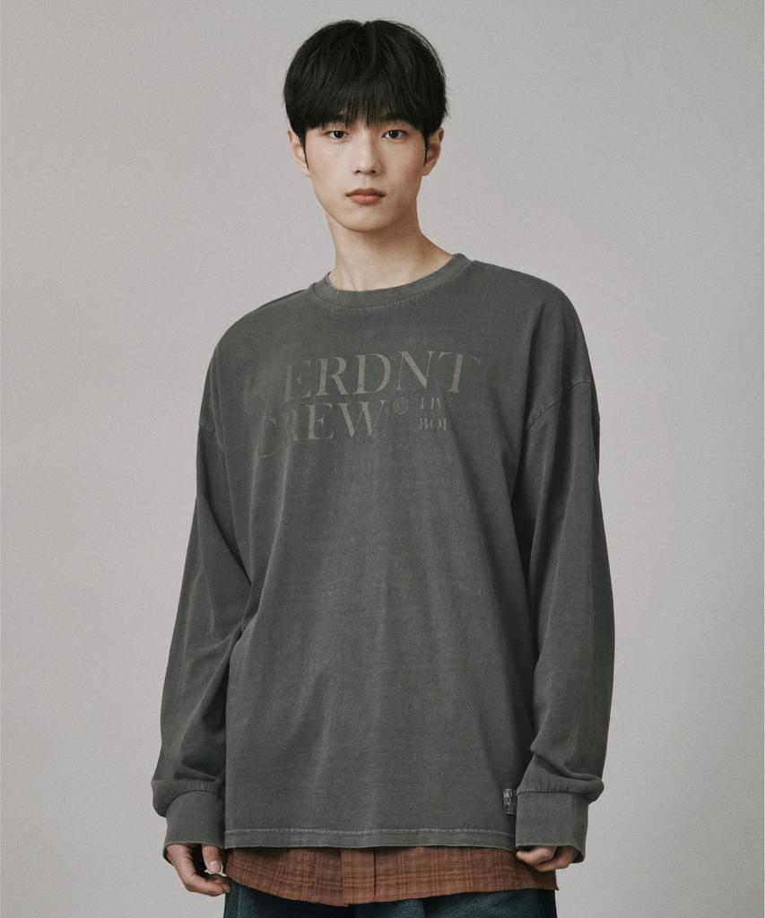 Beodeonteu Campus Pigment Blockcore Long Sleeve T-Shirt [Charcoal]