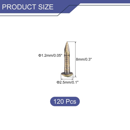 uxcell 120pcs Small Thin Nails, 1.2mm x 8mm (DxL), Small Brass Nails, Hardware Nails for Wooden DIY Decorative Boxes, Household Accessories, Bronze To