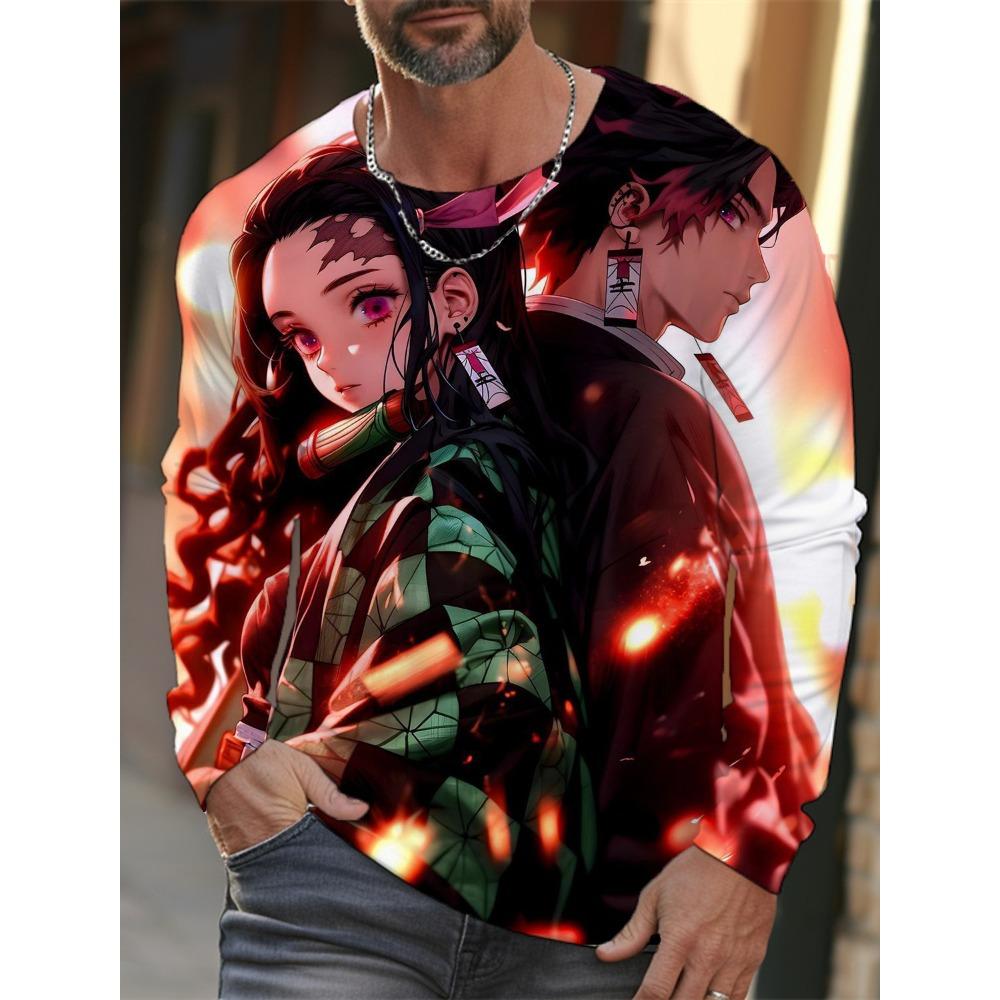 Men's Long-sleeved T-shirt 3D Printing Anime Printing Men's Long-sleeved T-shirt Autumn Tops