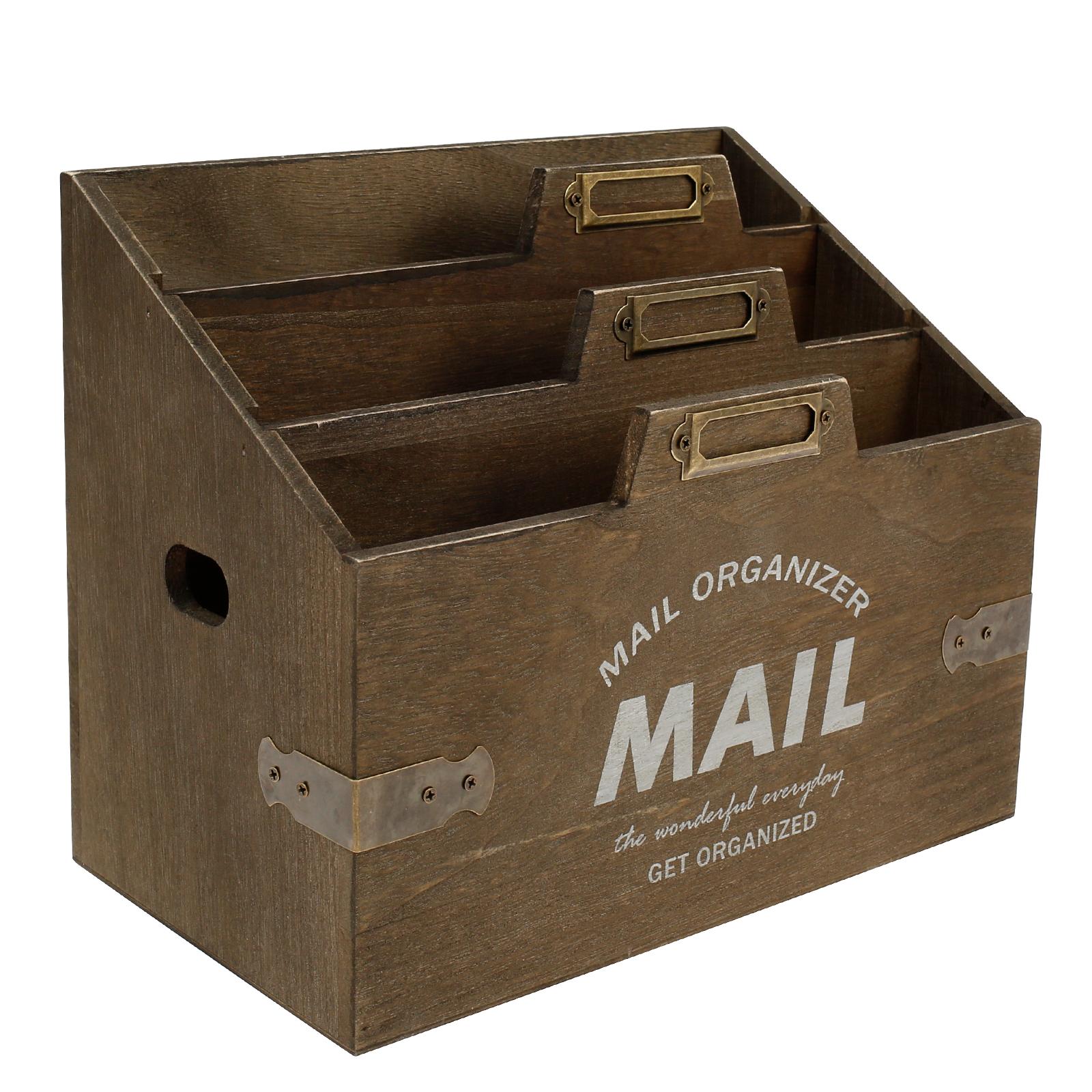 Органайзер для почты Настольный Деревянный Разделенный Держатель для писем Сортировщик почты Изысканный почтовый органайзер Сортировщик писем Удобный Настольный Файловый органайзер коричневый 4160₽