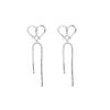 Earrings New Trendy Love Tassel Silver Stud Earrings Women's Summer Round Face Skinny Earrings High-end Light Luxury