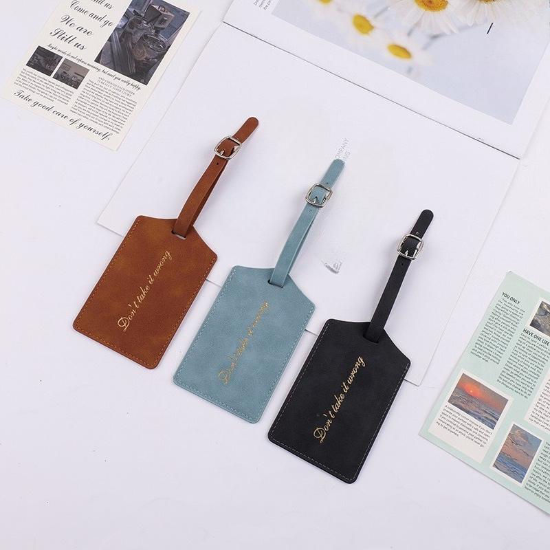 PU Leather Business Luggage Tag Suitcase Address Label Luggage Boarding Case Label Name ID Address Clip Travel Accessories