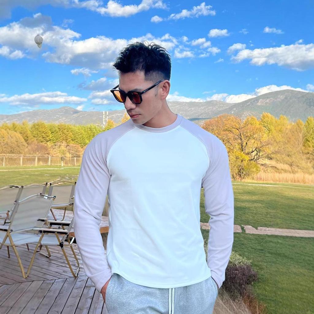 "Men's Warm German Velvet Long-Sleeve Sports Top with Half-Zip"