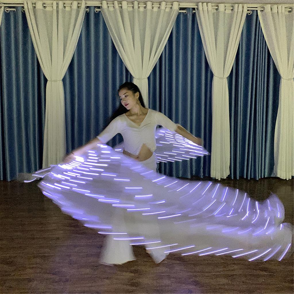 Belly Dance LED Fan Veil Hand Made Belly Dance Silk Fan Silk Belly Dance Costume for Halloween, Christmas Performances