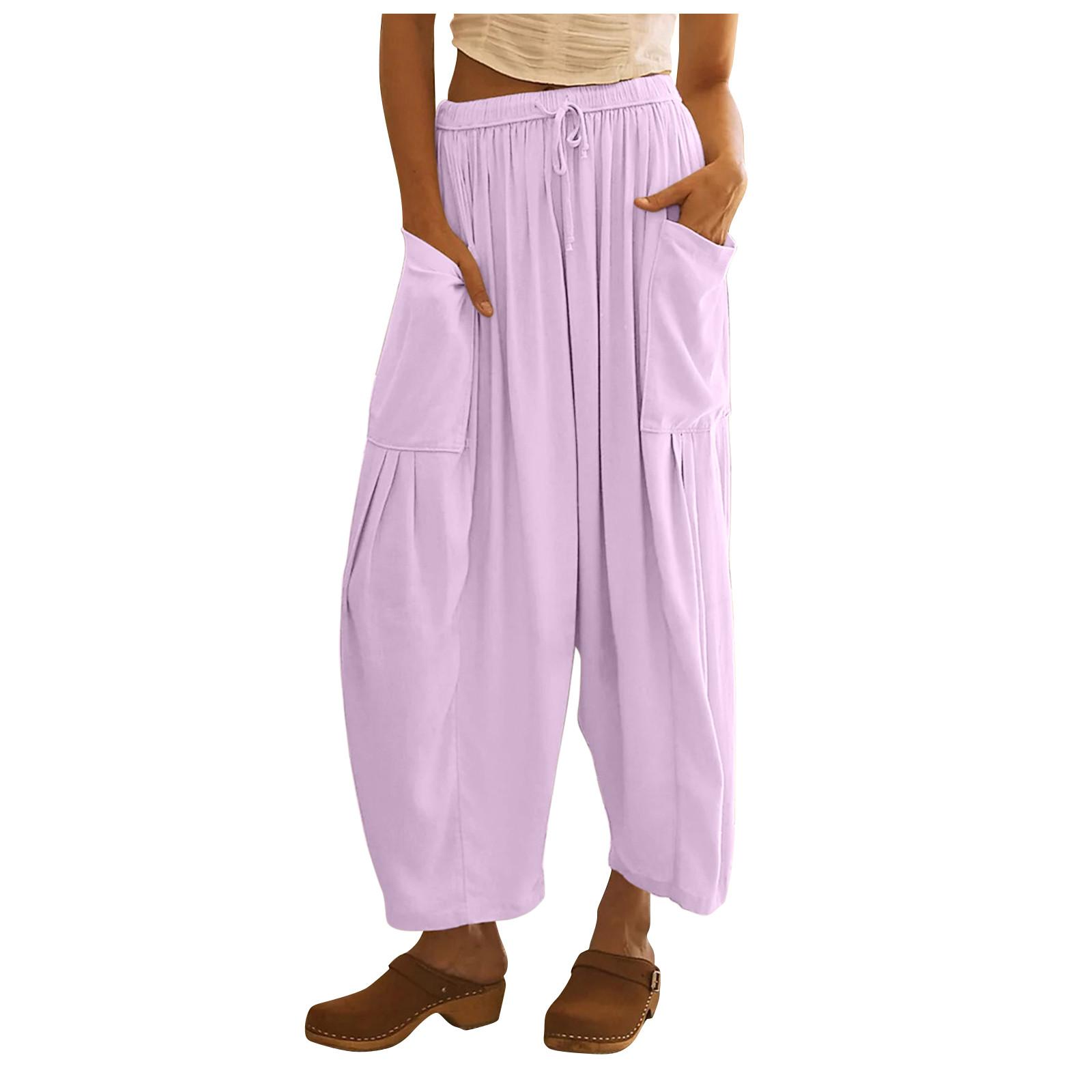 

Женские широкие льняные брюки больших размеров со средней талией, летние мешковатые брюки XXL