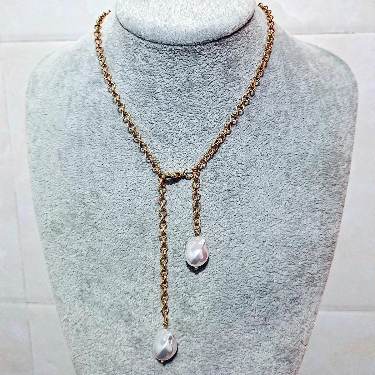 

Женская мода простое персонализированное ожерелье барочный жемчуг кулон ожерелье новый дизайн ювелирные изделия подарок золотой