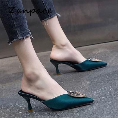 2025 Pantofole Sandali Donna Interno Tacchi Alti Scarpe Slip-on Estive Donna con Tacco Sottile Scarpe Donna Punta Affilata Donna Ciabatte