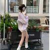 Light Pink Letter Printed Women's Long Sleeved Hoodies Korean Style Simple Versatile Pullover  Autumn Loose Casual Top