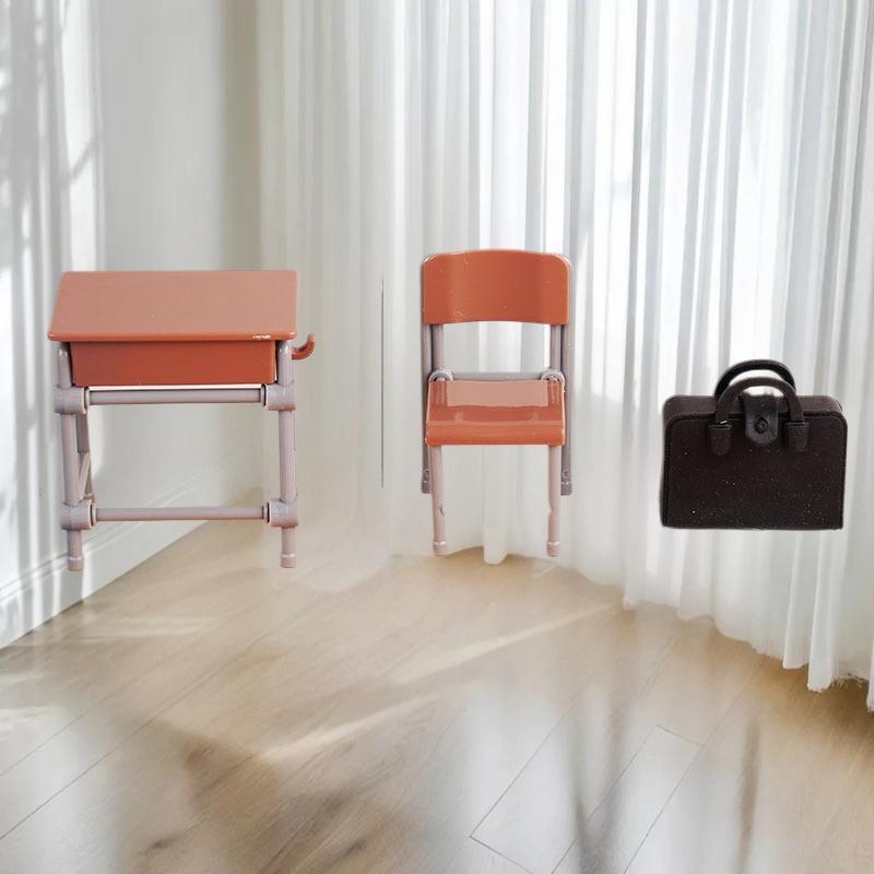 1 Sada Dekorace do třídy Hračka 1:12 Domečkových Miniaturních Stolků Židlí Tabulí Knih Školních Tašek Modelové Doplňky pro Domeček pro Panenky