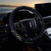 Car Steering Wheel Cover D-Shaped Handlebar Cover Summer Breathable Non-Slip Sweat-Absorbent Linen All-Season Universal Cartoon Cute for Women