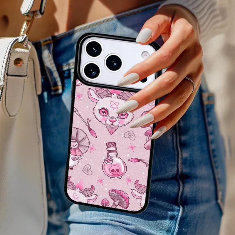Girly Pastel Witch Goth Pattern Phone Case For iPhone 17 Air 14 15 13 12 Max Cover For Apple 14 15 16 16e 11 Pro Max Plus