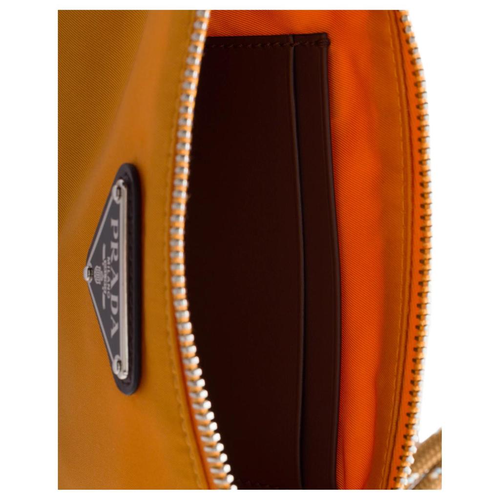 Prada Re-Nylon Speedrock Adjustable Detachable Shoulder Strap Enamel Triangle Metal Logo Fabric Leather Crossbody Bag Men bags Amber 2ZT073-2HE1-F0287